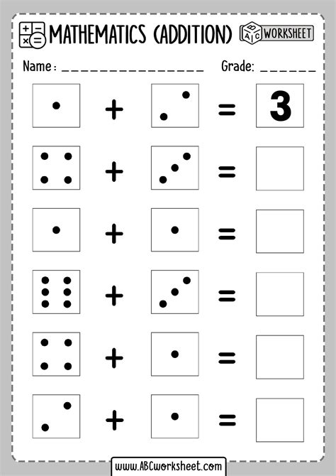 Math Addition With Dice Printables