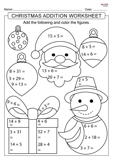 Math Addition Worksheets Christmas