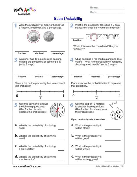 Math Antics Basic Probability Worksheet Answers