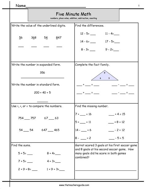 Math Basic Skills Review Worksheets