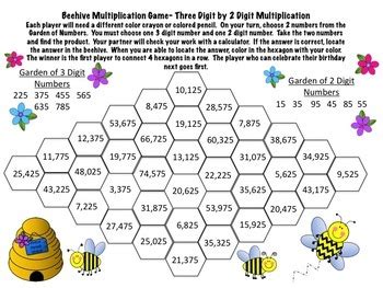 Math Beehive Multiplication Worksheet Grade 3