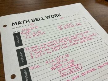 Math Bell Work Worksheets