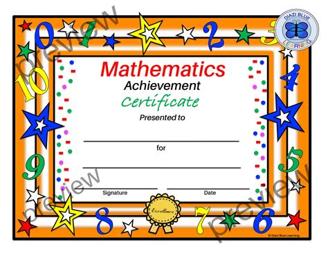 Math Certificate Printable Math Certificates Awards Template