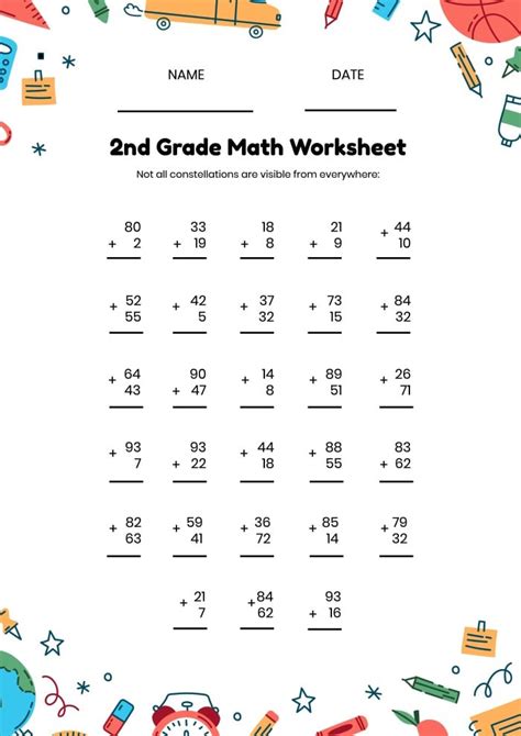 Math Class 2Nd Worksheet