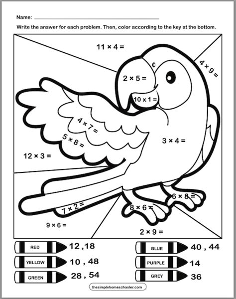 Math Coloring Pages Simple Multiplication