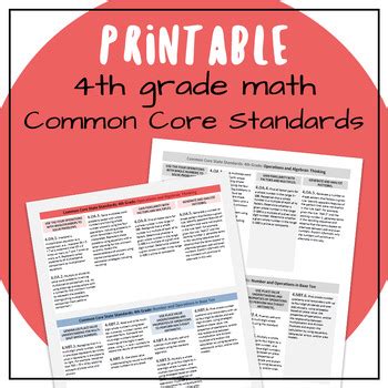 Math Common Core Standards Printable