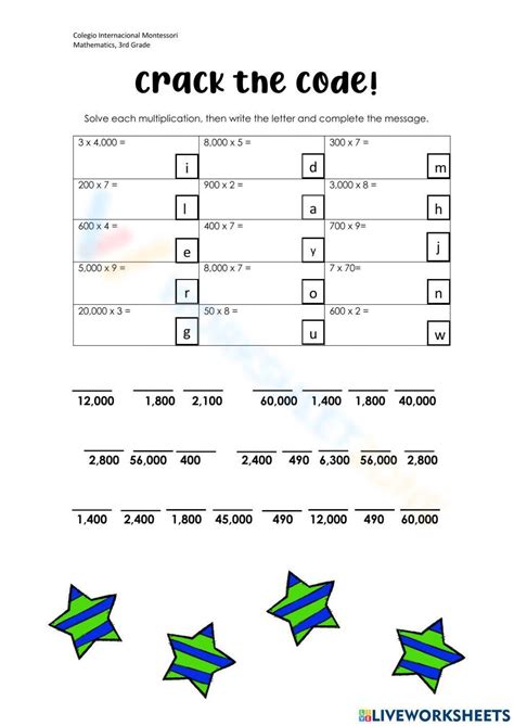 Math Crack The Code Worksheet