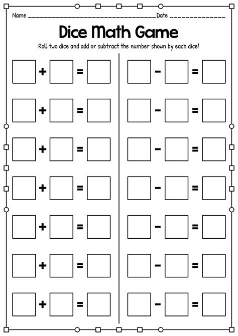 Math Dice Games Printables