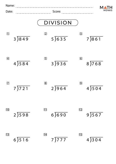 Math Division Worksheets Free
