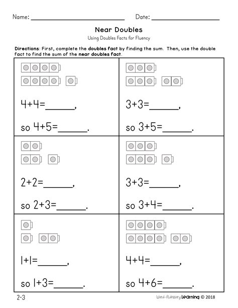 Math Fact Doubles Worksheet