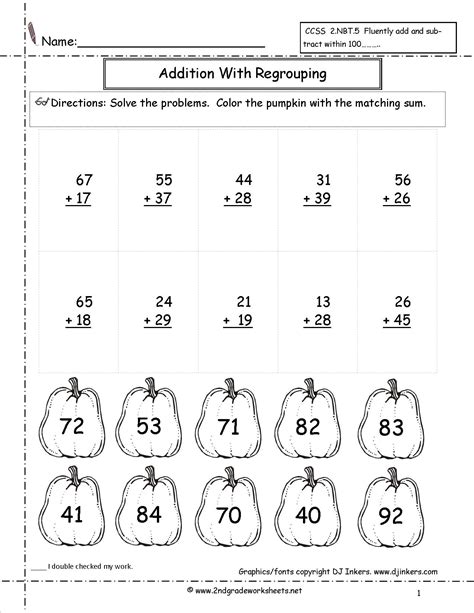Math Facts For Second Grade Worksheets