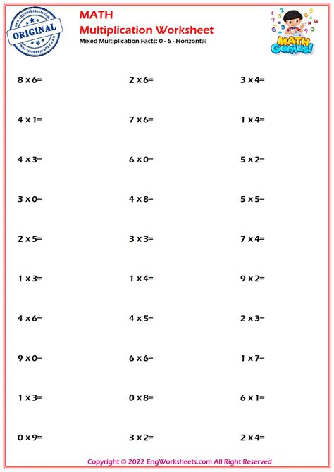 Math Facts Multipilcation Worksheets