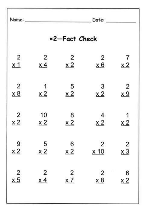 Math Facts X Worksheet