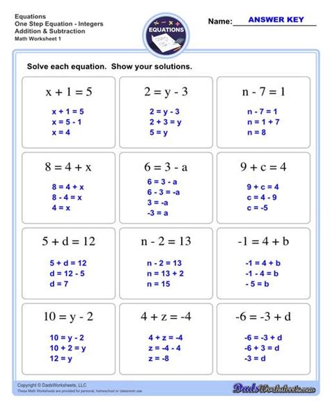 Math Formulas Step By Step Worksheet