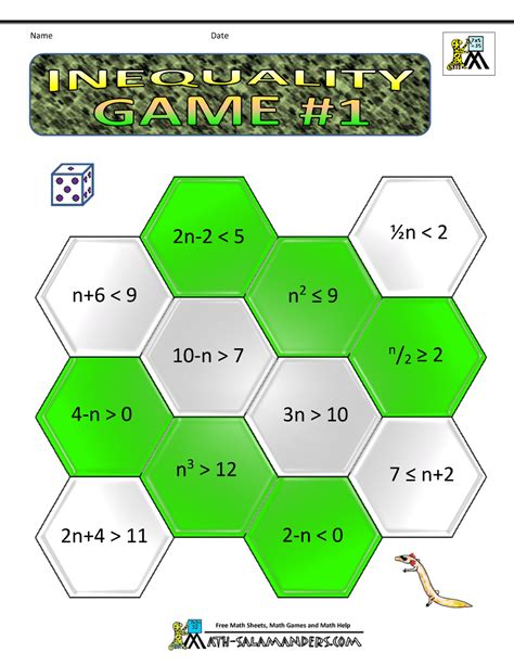 Math Games For 6Th Grade Printable