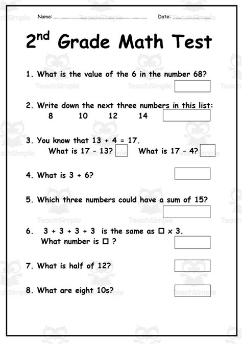 Math Grade 1 Online Test Printable