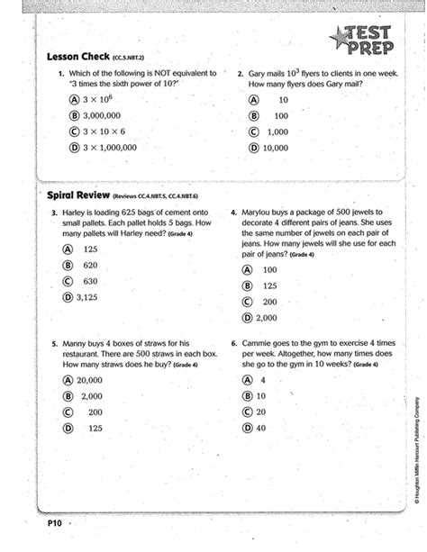 math homework for class 5 with answers pdf