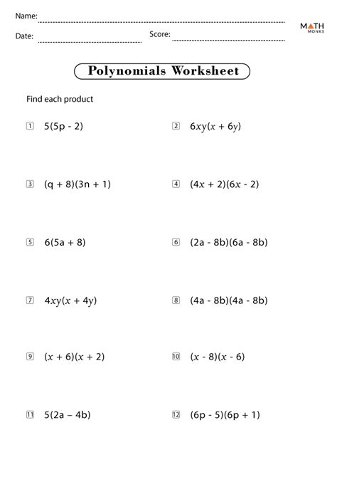 Math Is Fun Polynomials Worksheet Pdf