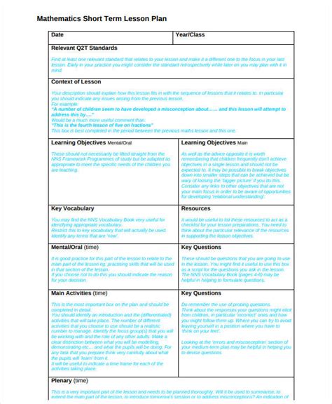 math lesson plan sample pdf for secondary school