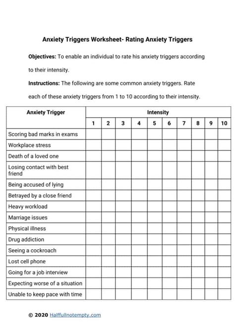 Math Lessons Anxitey Triggers Worksheet Pdf