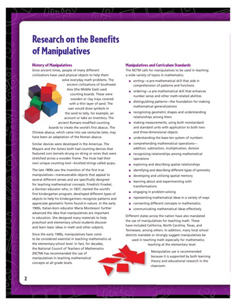 Math Manipulatives Research