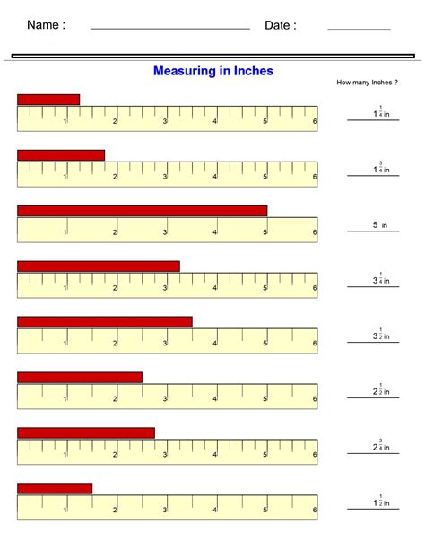 Math Measuring Inches Printable