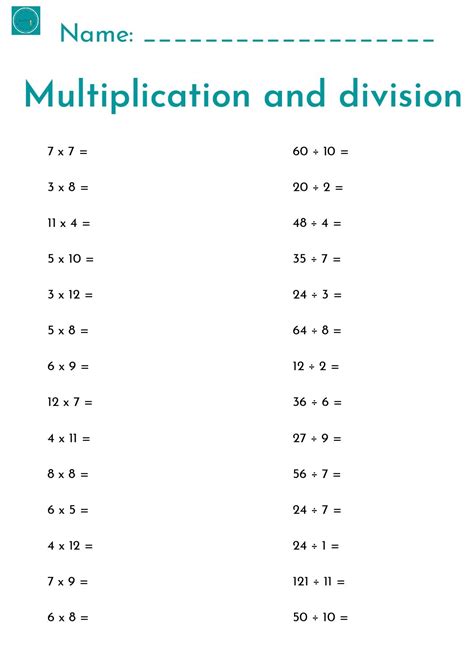 Math Multiplication Division Worksheets
