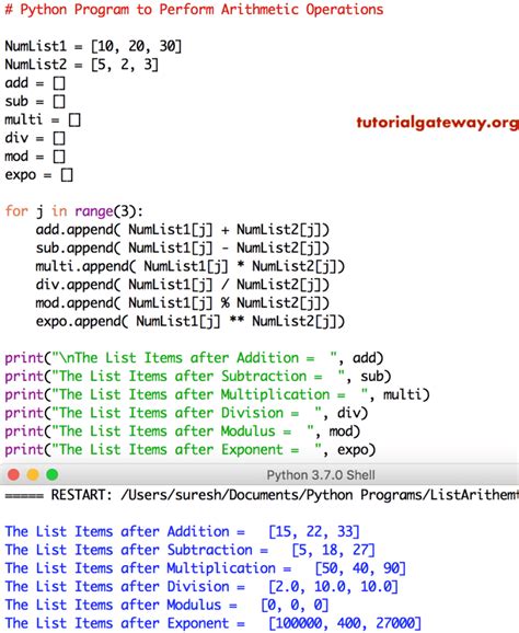 Math Operations On Lists Python