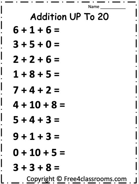 Math Printables Addition Free