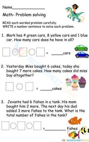 Math Problem Solving Worksheet Fun
