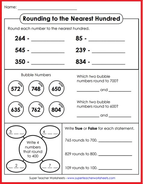 Math Problems 3Rd Grade Worksheet Rounding Steps