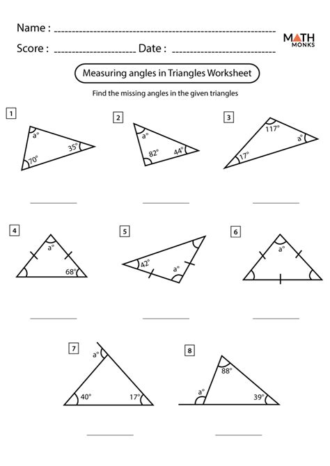 Math Problems On Triangle Angles For 8Th Graders Printable