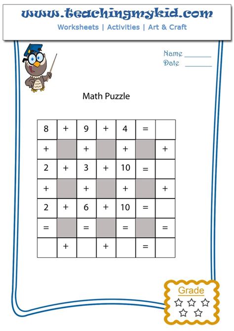 Math Puzzle For Grade 1