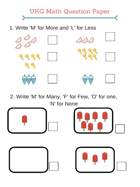 Math Question Paper For Ukg