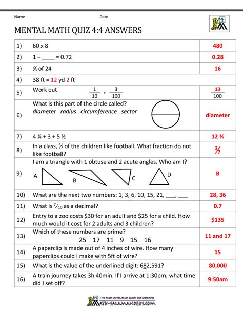 math questions for grade 4 with answers
