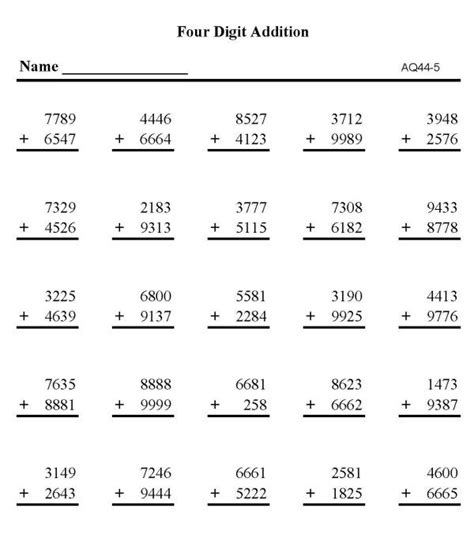 Math Quiz Printable Addition Very Hard
