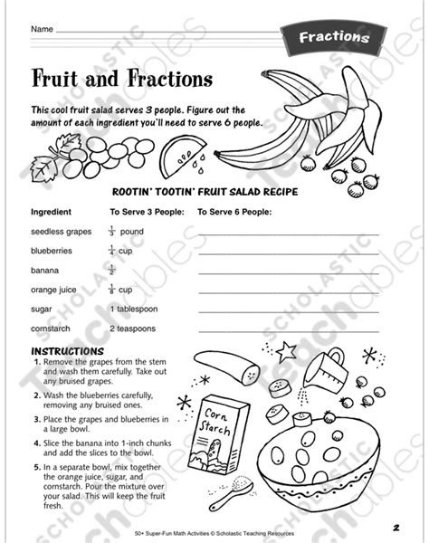 Math Recipe Worksheets