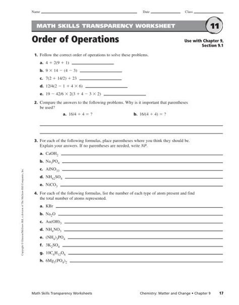 Math Skills Transparency Worksheet Answers 23