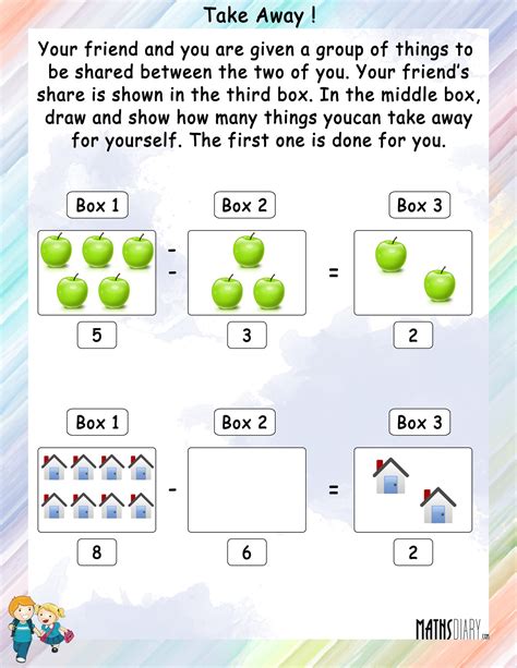 Math Take Away Worksheets