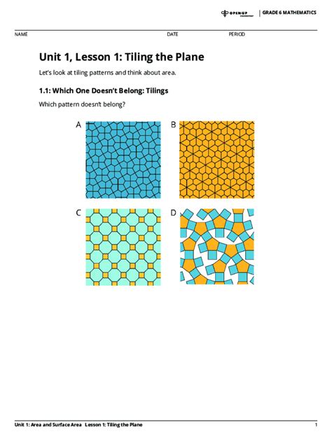 Math Tile Patterns Worksheets