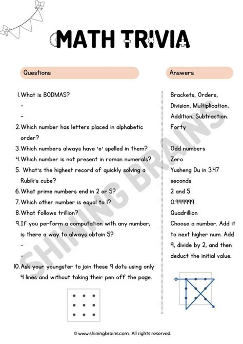 math trivia questions and answers for grade 5