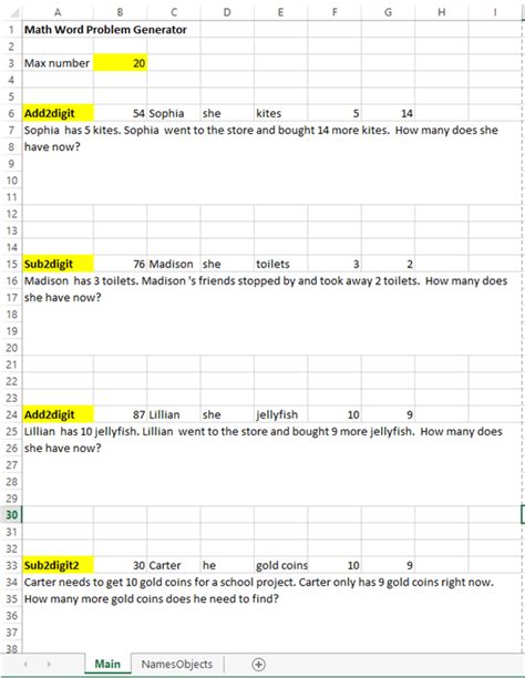 Math Word Problem Worksheet Generator