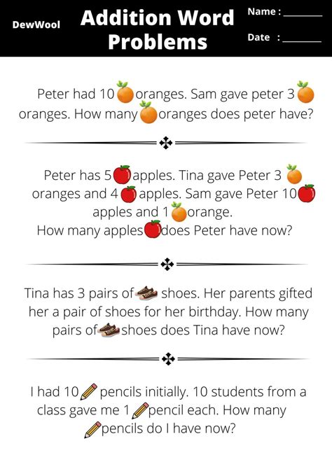 Math Word Problems For 3Rd Grade Worksheet