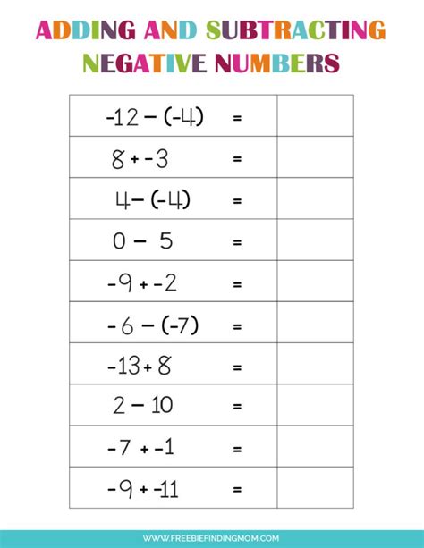 Math Word Problems Negative Worksheet
