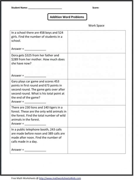 Math Word Problems Superteacher Worksheet