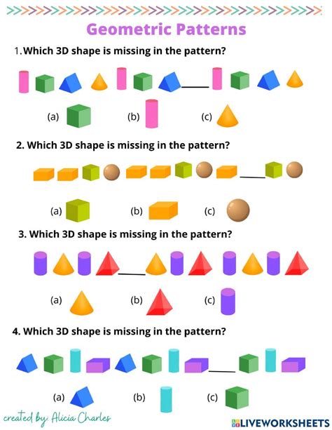 Math Worksheet 3D Grade Patterns