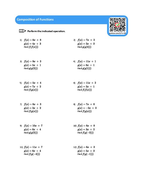 Math Worksheet Composition Of Functions