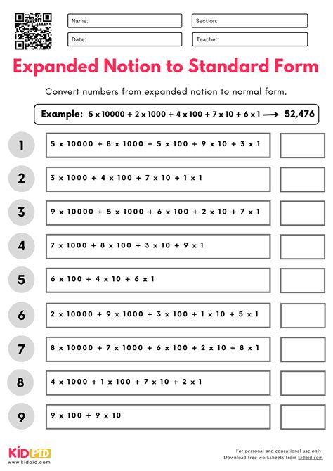 Math Worksheet Expanded Notation To Standard Form
