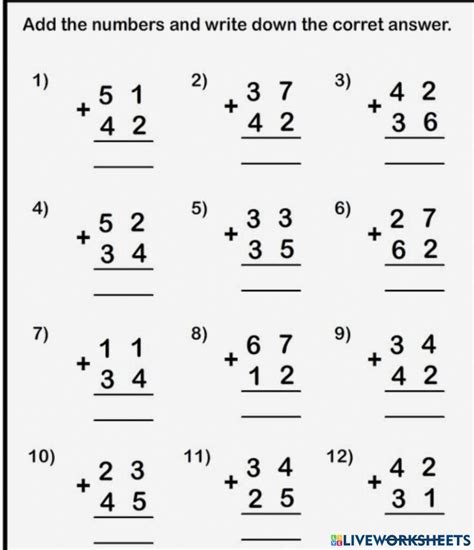 Math Worksheet Year 2
