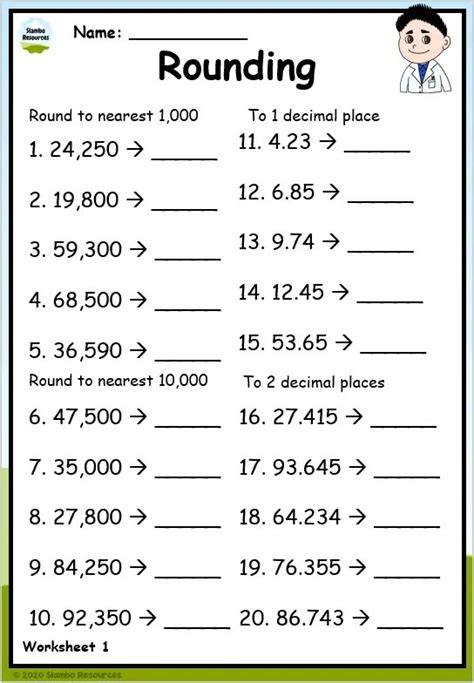 Math Worksheets 5Th Grade With Rounding
